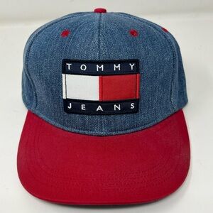 Vintage Tommy Hilfiger Denim Hat Snapback Mens One Size Fits All Flag Patch 90s